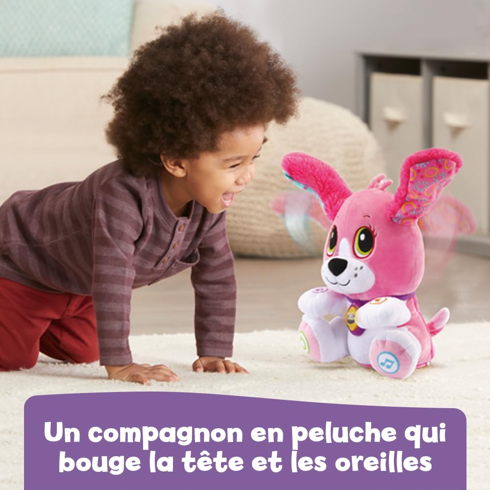VTech - Toutou Parle avec Moi Rose, Jouet Chien Interactif Qui Répète, Bouge la Tête et Les Oreilles, Peluche Bébé à Fonctions, Jeu Évolutif et Éducatif, Cadeau Enfant Dès 1 an - Contenu en Français