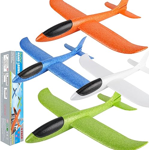 BooTaa 4 Pack Airplane/Flying Toys, 17.5" Large Throwing Foam Plane/Gliders,