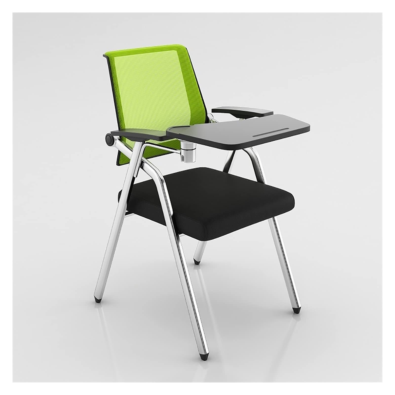 MYUYEE Tablet Arm Chair Student Chair With Desk Attached,Folding Desk Chair Reception Guest Chair For Waiting Room,Mesh Office Chairs With Lumbar Support (Green)