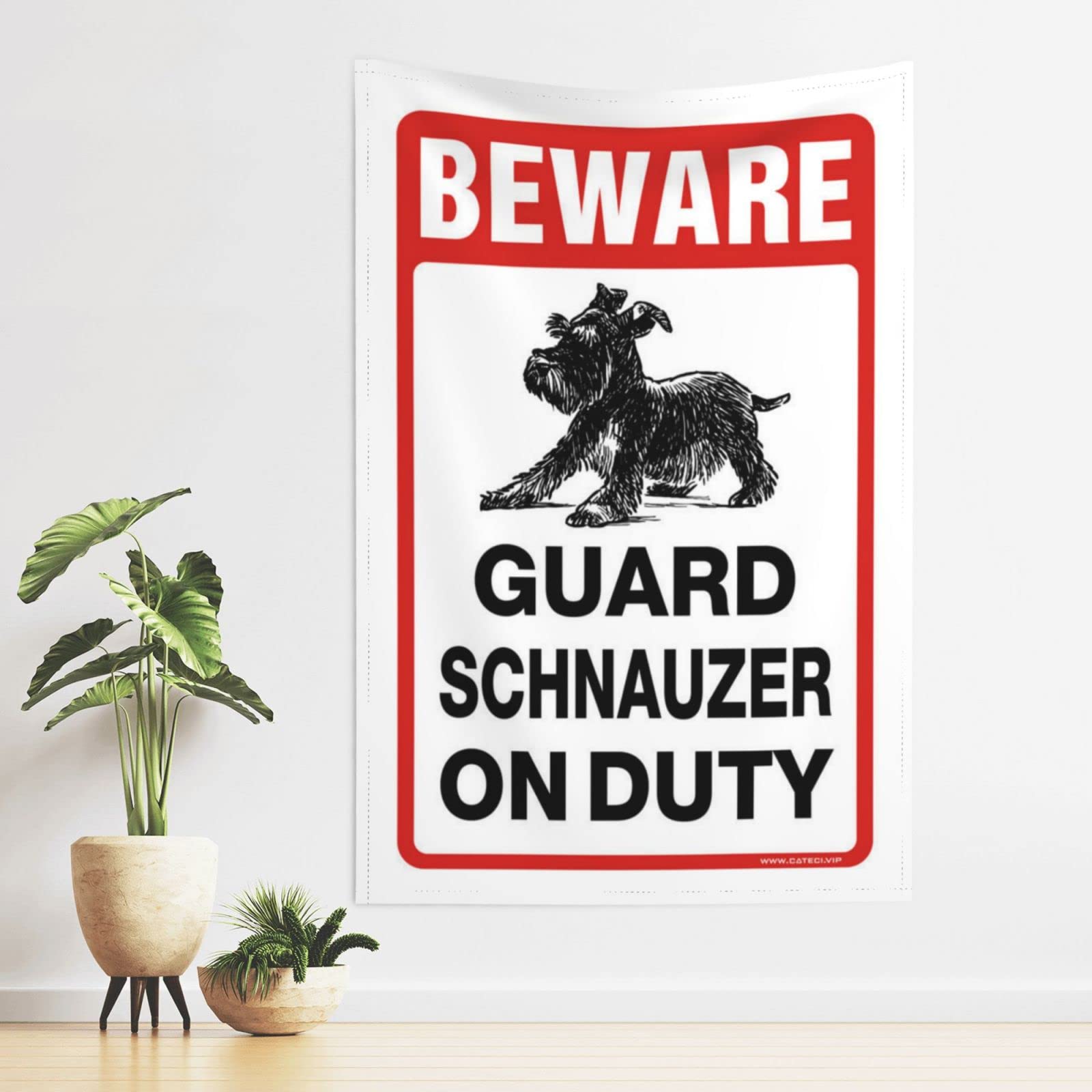 Dsocuiubos Beer Decor Beware! Guard Schnauzer On Duty Tapestry Beer Decorations for Man Cave Funny Patio Decor (Size : 100X150CM)
