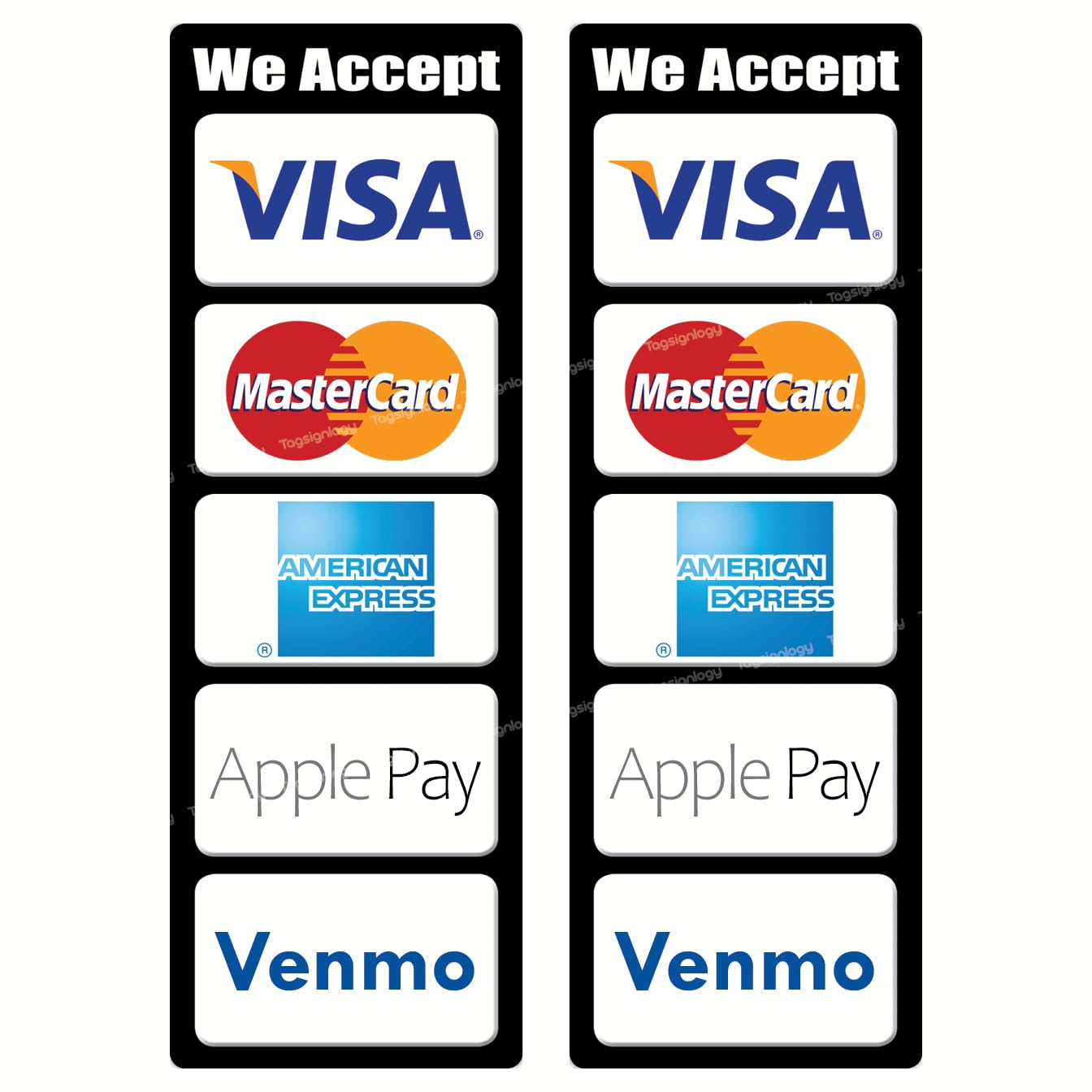 Lot de 2 autocollants étanches avec inscription « We Accept Credit Card & Mobile Payment Service » (20,3 x 6,9 cm) pour carte de crédit et service de paiement mobile (compatible avec Apple Pay et
