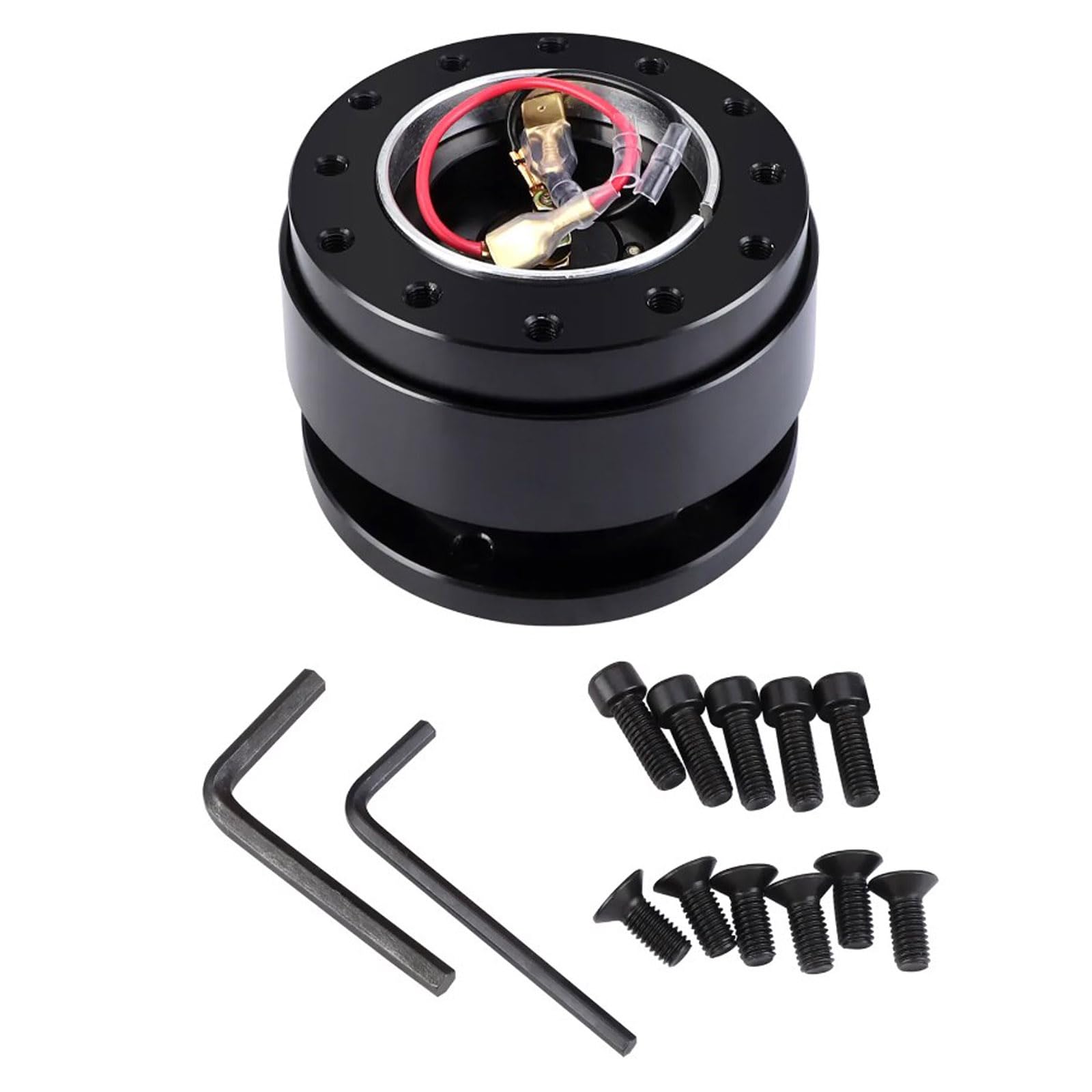 Volant à Dégagement Rapide, 6 Trous Universel Volant Snap Off Boss Kit Vis Boule Volant à Dégagement Rapide Adaptateur de Moyeu Kit de Démolition pour Racing Rally Motorsport, Noir