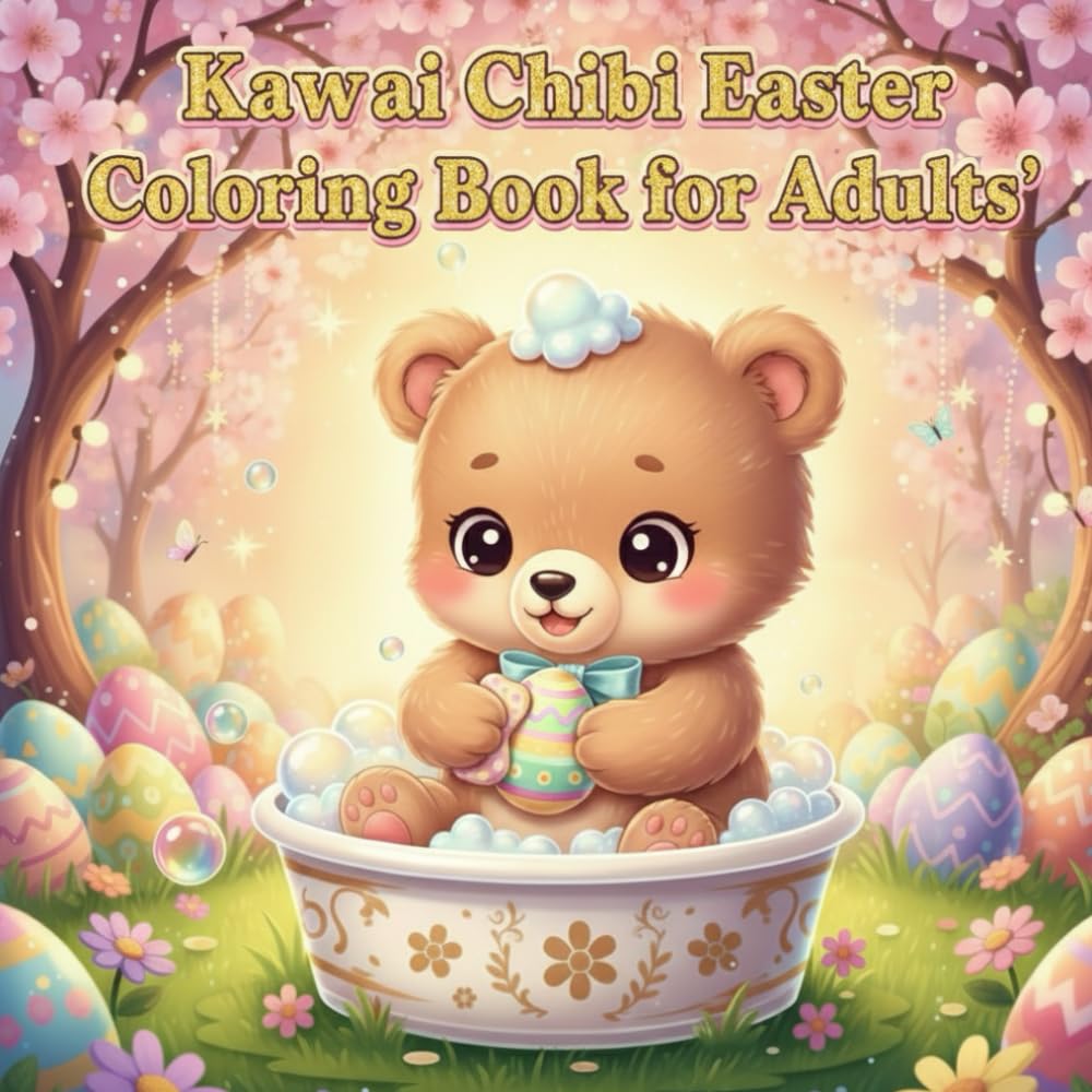 Kawaii Chibi Easter Coloring Book for Adults: Adorable Holiday Designs: Cute animal , Eggs, and Spring Scenes for Stress Relief, Relaxation, and Festive Fun
