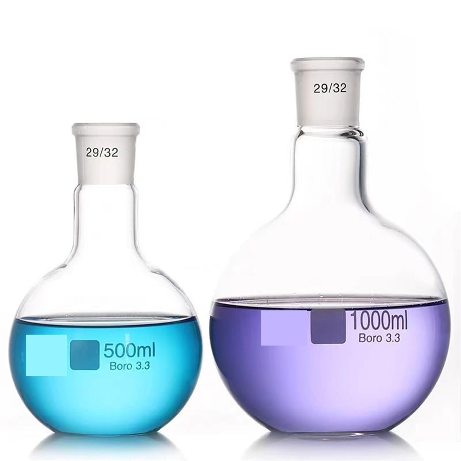 una botella hirviendo, 1 matraz de destilación de una sola boca con fondo plano de vidrio, boca esmerilada estándar n.° 19, n.° 24 y n.° 29, capacidad de 50 ml a 2000 ml.(500ml caliber19)