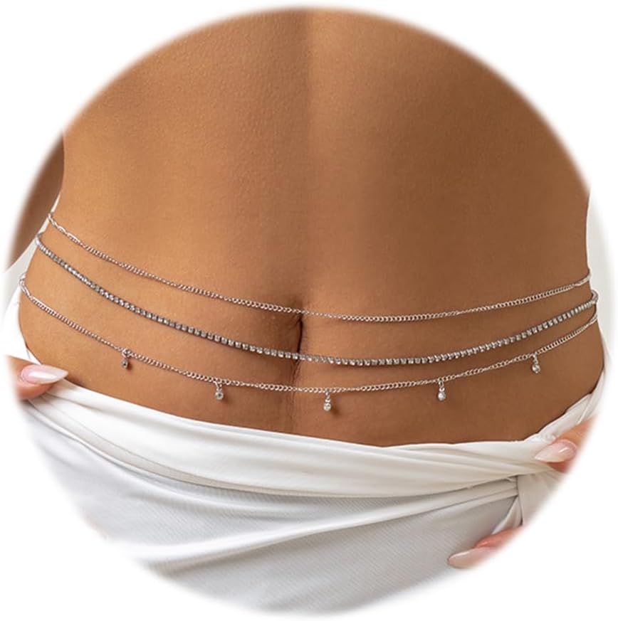JFORYOU Waist Chain for Women Layered Belly Chain for The Waist Adjustable Waterproof Sexy Bikini Satellite Beads Chain Summer Non Tarnish Body Chain Jewelry for Women