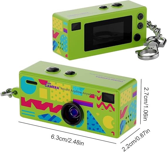 Keychain Camera 1984 1080P HD Mini Thumb Camera 130° Wide Angle Lens Retro Pocket Camcorder TFT LCD Screen Retro Digital Camera for Students Travel Video Bloggers