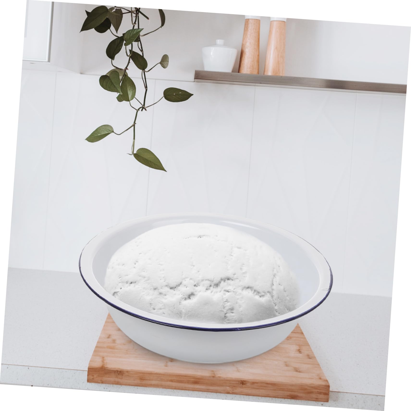 jojofuny Cuenco Adecuado para Cocina Retro y Uso Doméstico Grande de Esmalte Blanco para Mezclar Capacidad Amplia, Versátil y Fácil de Limpiar