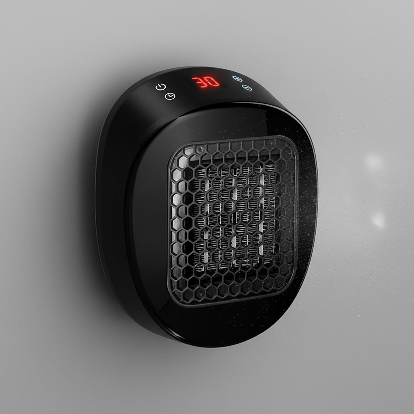 Calefactor Pared Portatil con Tecnologia Ceramica PTC de Calentamiento en 3 Segundos con Temporizador de Y Mando a D, Negro, Individual