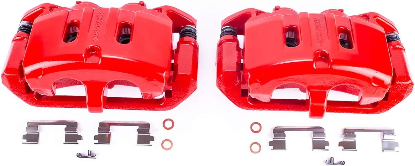 Power Stop Front S15008 Pair of High-Temp Red Powder Coated Calipers For Ford Mustang 2015-2023 [Model Specific]