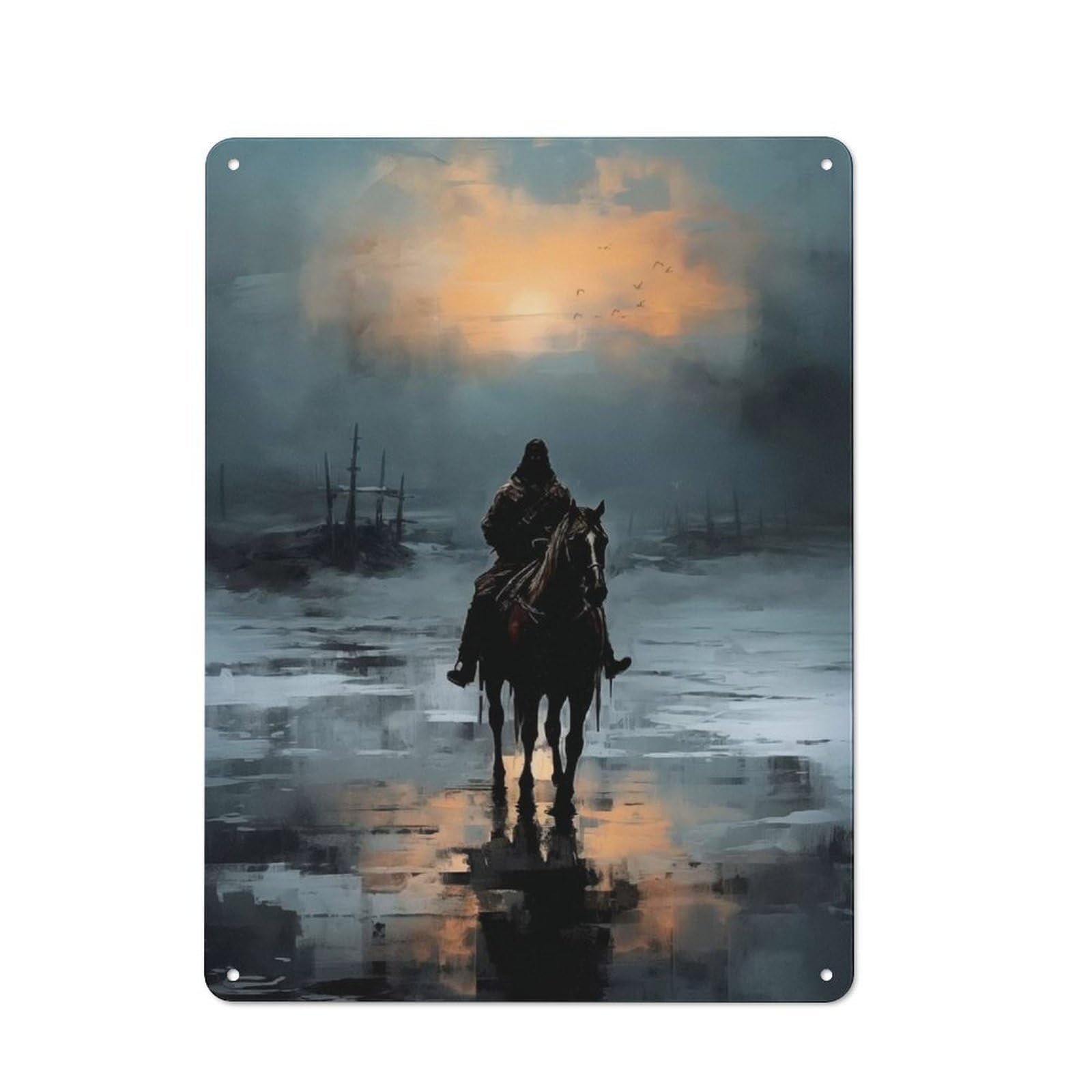 Junmoney Red Eyes Rider Metal Plaque 40X30cm With For Garage Wall, Retro Decor, For Garage Decor Collectors Refreshing A Room In Autumn