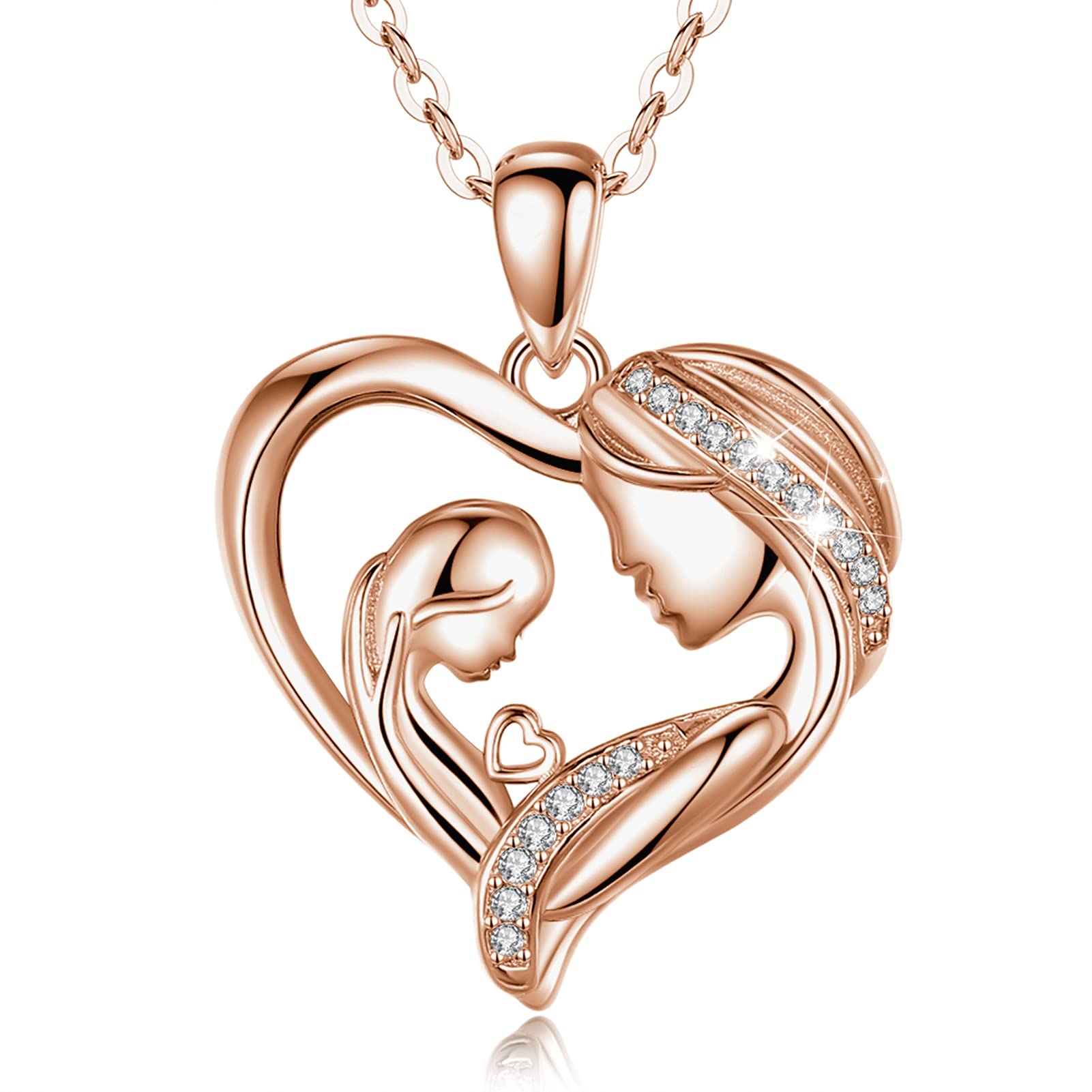 925 Sterling Silver Mother And Daughter Necklace For Women Rose