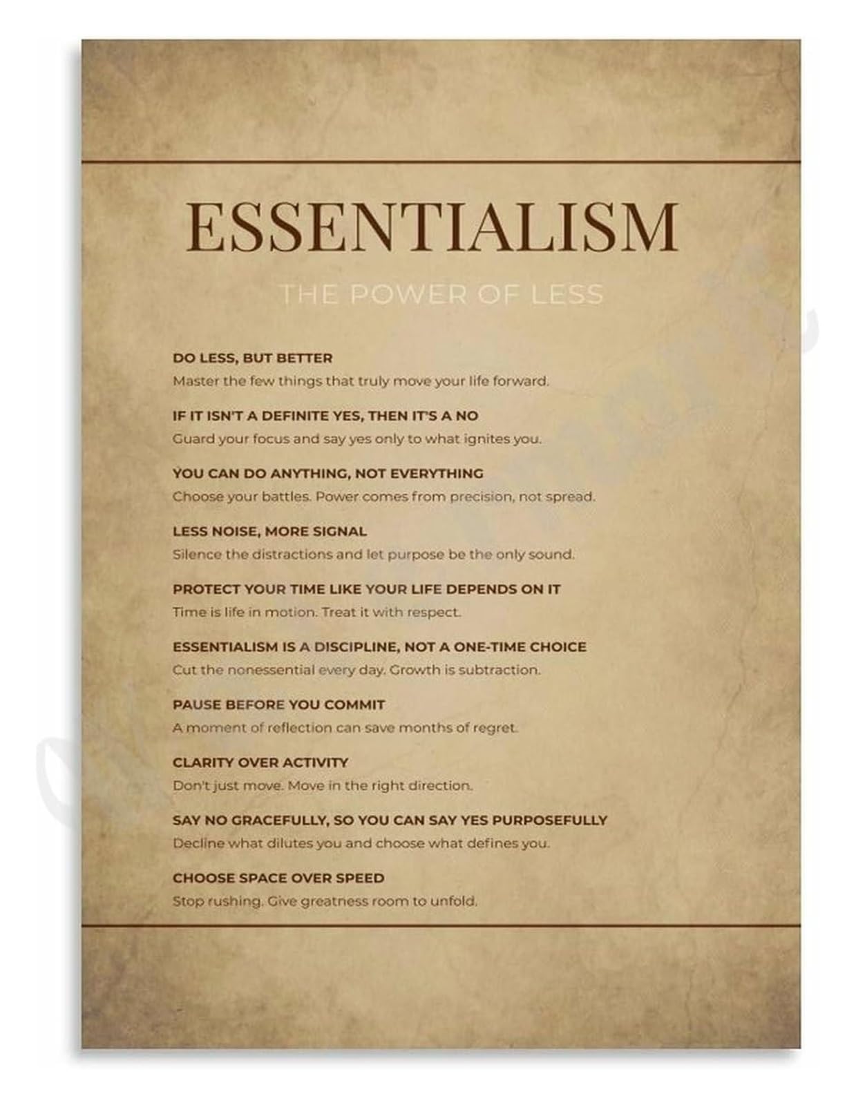 MDBJTCYZN Minimalism Art Poster Motivational Quotes for Focus Discipline and Intentional Living(Framed,12x18inch(30x45cm))