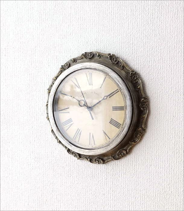 ウォールクロック 壁掛け時計 バッファローボーン アンティーク クラシック アンティーク調のおしゃれなデザイン、バッファローボーンの