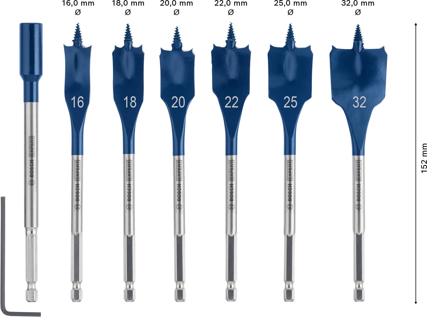 Bosch 7x Coffret de mèches plates EXPERT Self Cut Speed (pour Bois résineux, Panneau aggloméré, Ø 16-32 mm, Professional Accessoire Perceuses)