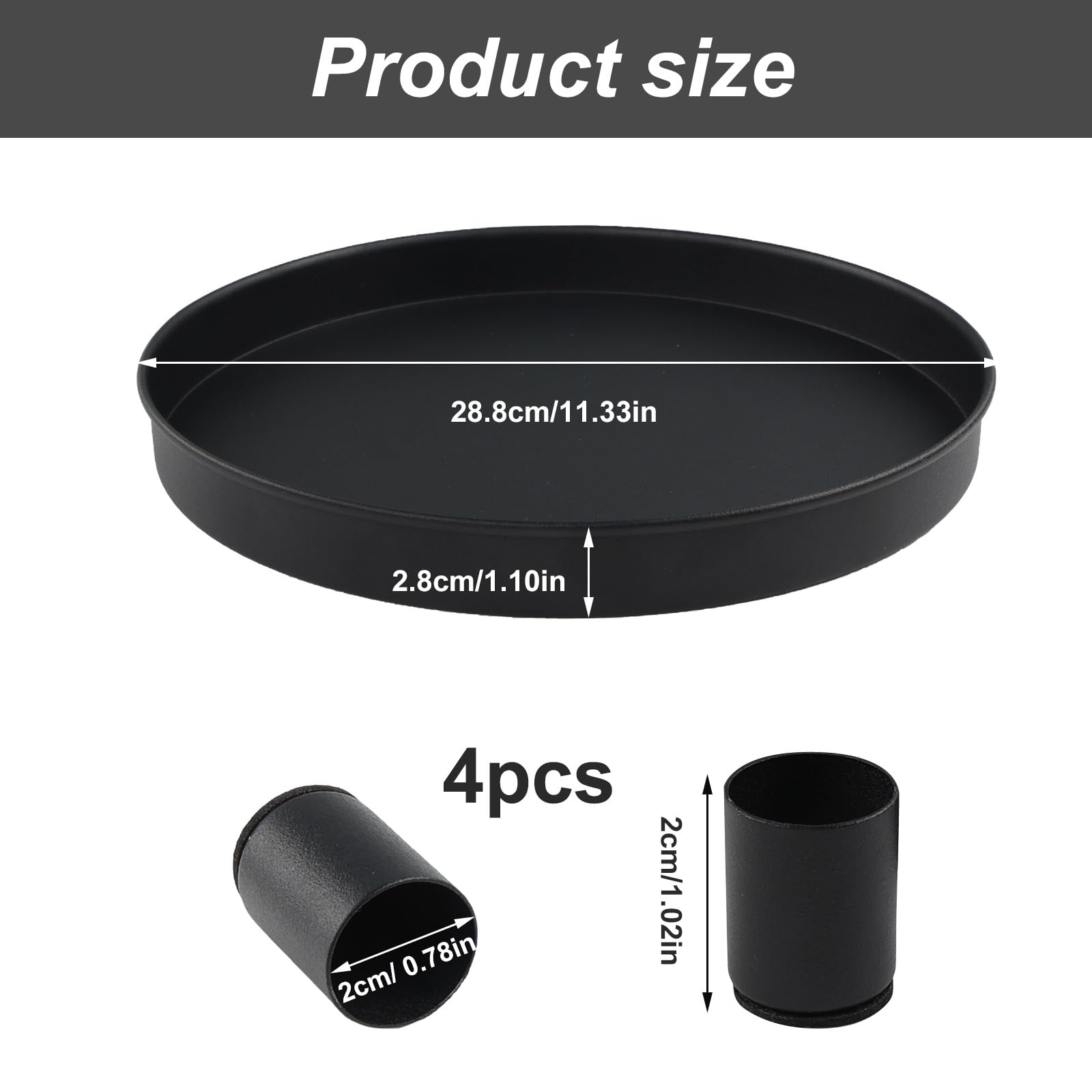 Plateau Métal 25cm Avec 4 Bougeoirs Magnétiques - Déco Avent Et Ambiance