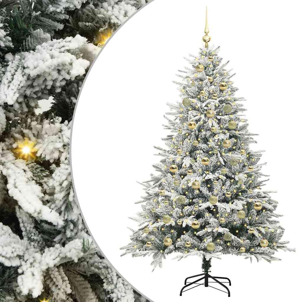 vidaXL Artificial Pre-lit Christmas Tree with Ball Set Green 180 cm, Living Room, Modern Christmas Tree, Decorative, Holiday Decor, USB Powered Light for Festive Seasonal Centerpiece
