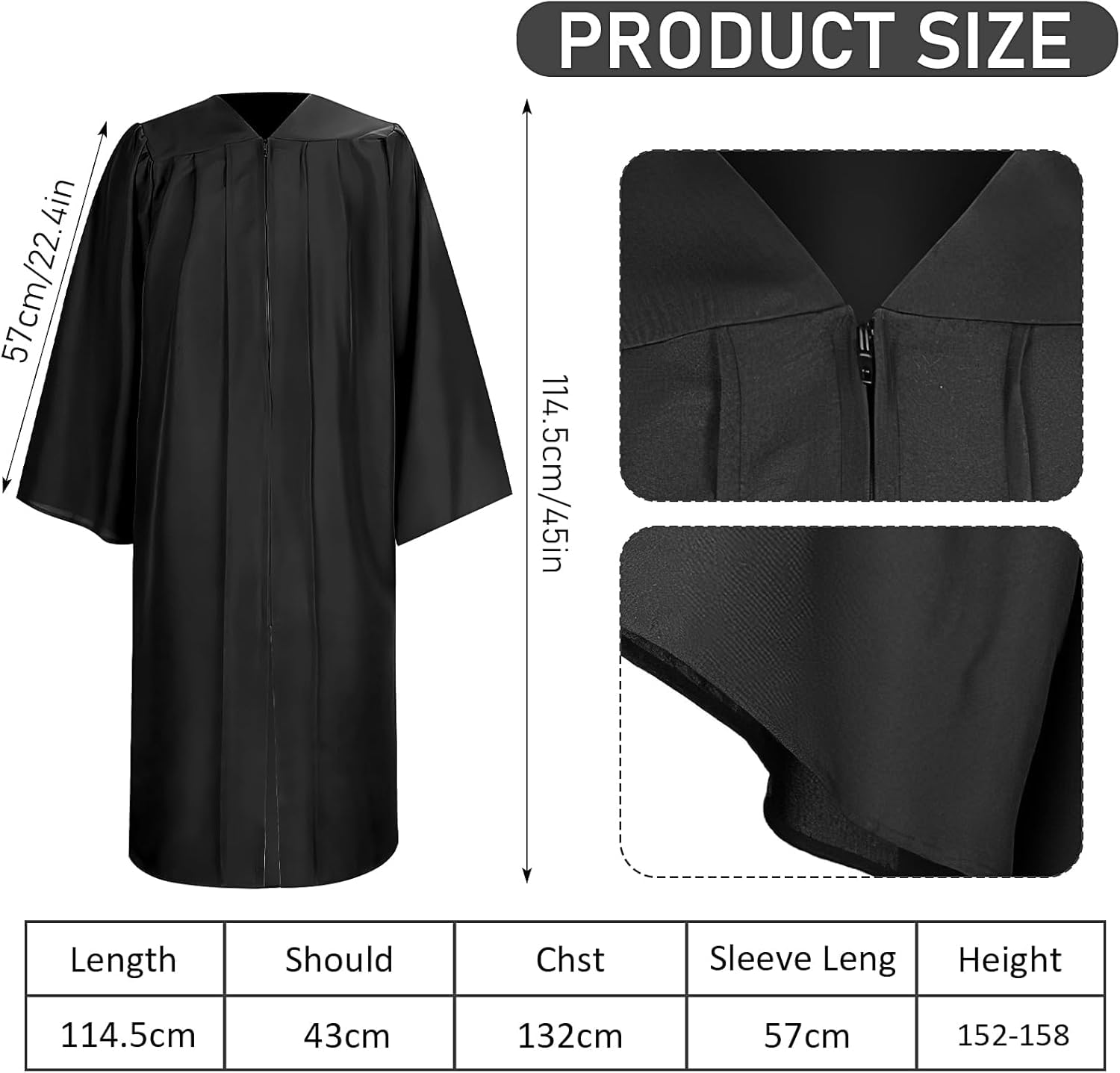 5 Pieces Judge Costume Accessory Set including Judge Robe False Collar Gavel Wig Glasses for Halloween Cosplay Party Favor - Image 2
