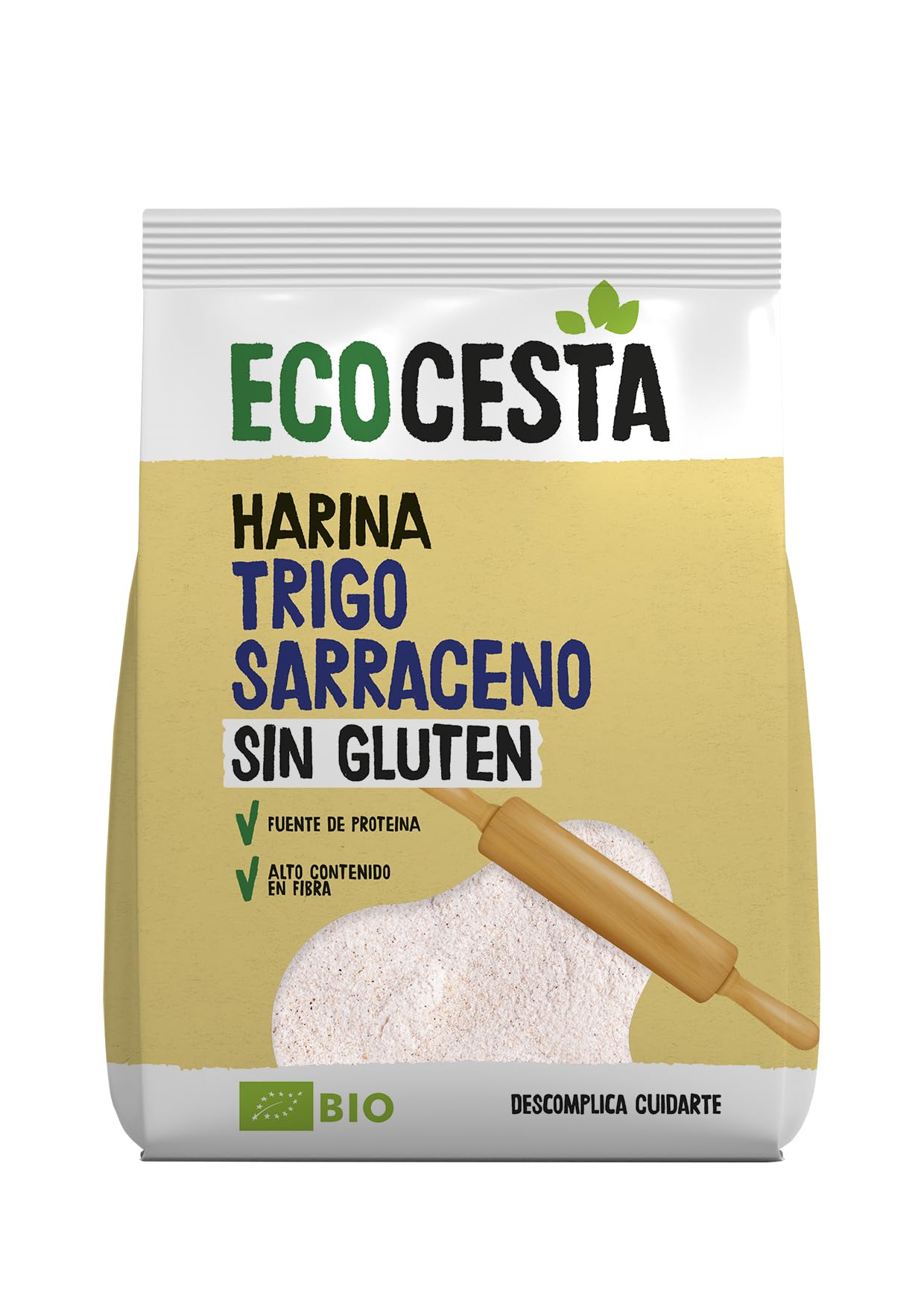 Ecocesta - Harina Ecológica de Trigo Sarraceno- 500 g - Ayuda a Mejorar el Tránsito Intestinal - Propiedades Antioxidantes - Indicada para Elaborar Galletas, Papillas o Pan