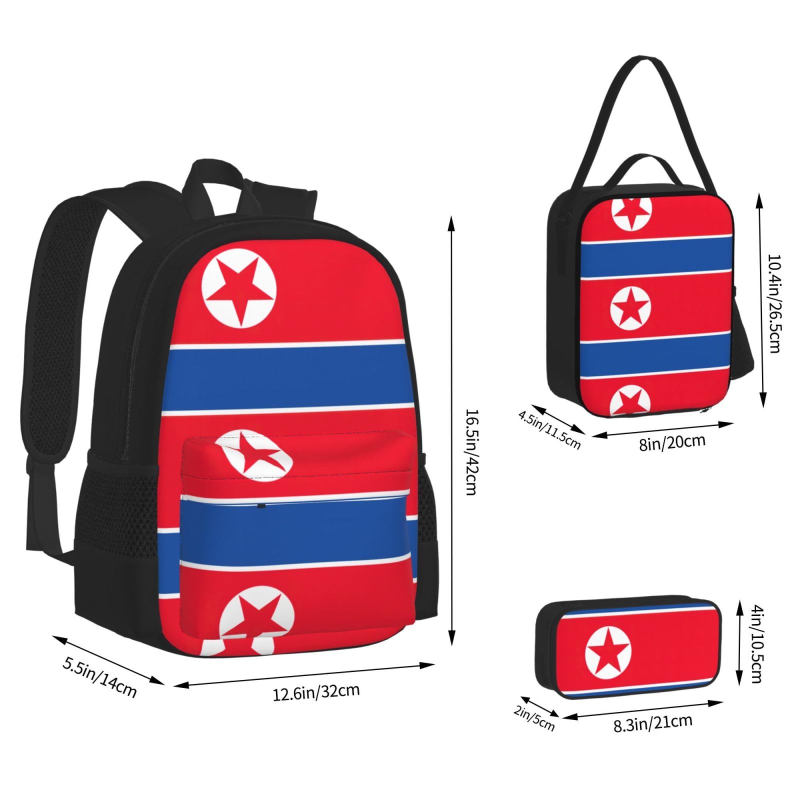 Koreańska flaga plecak dziecko chłopcy dziewczęta pudełko na lunch szkoła torba zestaw uczniów szkoły student prezent, Czarny, One Size, Bagaż