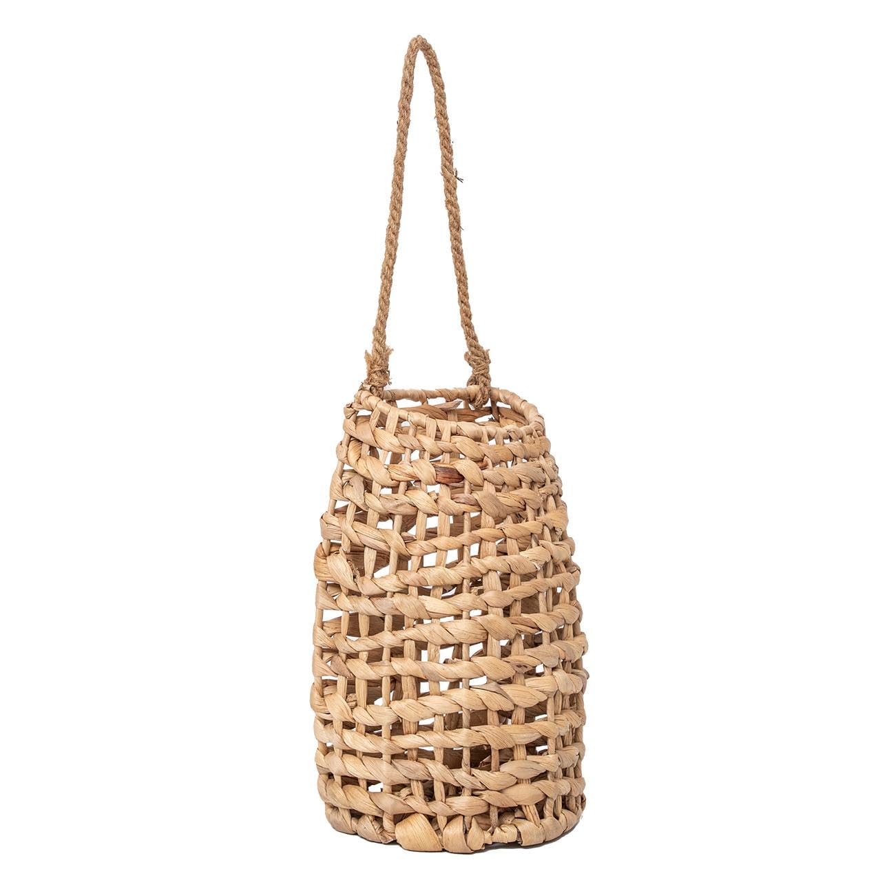 GYASVWU Handgewebte Wasserhyazinthe Gras Rattan Hängekorb Wandkorb mit Griff für Home Balkon Garten Farm Dekoration