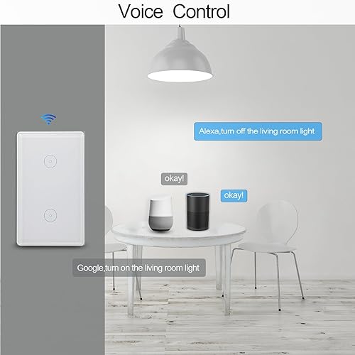 Miniatura 5 de Smart-Life - Interruptor de luz táctil inteligente de pared, panel de vidrio, control remoto inalámbrico por aplicación Smart-Life en cualquier