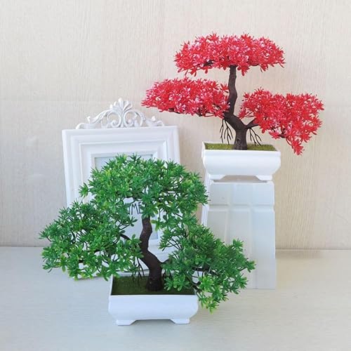 FACAIIO Dekorativer künstlicher Zedern-Bonsai, 25 cm, Kunststoff, realistisches 