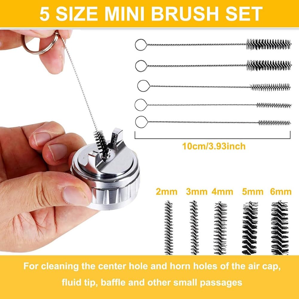 Kit de Nettoyage pour Pulvérisateur 17 Pièces Outil de Nettoyage de Pinceaux Multi-Usages pour à Peinture avec Mini-Tubes en Nylon et Aiguilles
