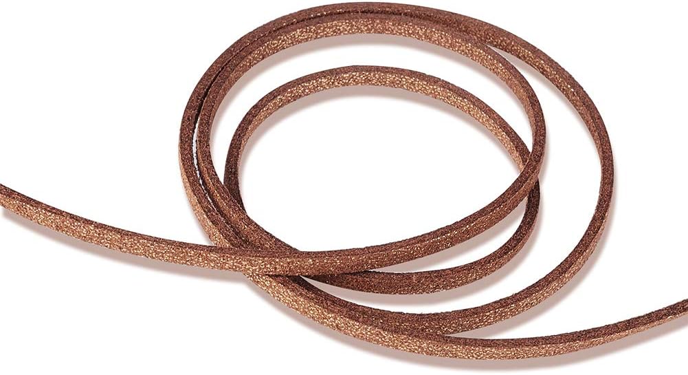 100Yards/Roll Flat Faux Suede Cord 3mm Glitter Micro Faux Suede Lace Beading Thread for Tassel Bracelet Jewelry Making (Sienna)