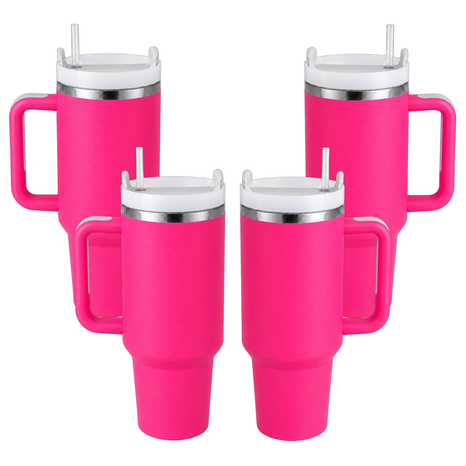 Pandance 4 Pack 40 oz Tumbler with Handle and Straw Bulk, Rose