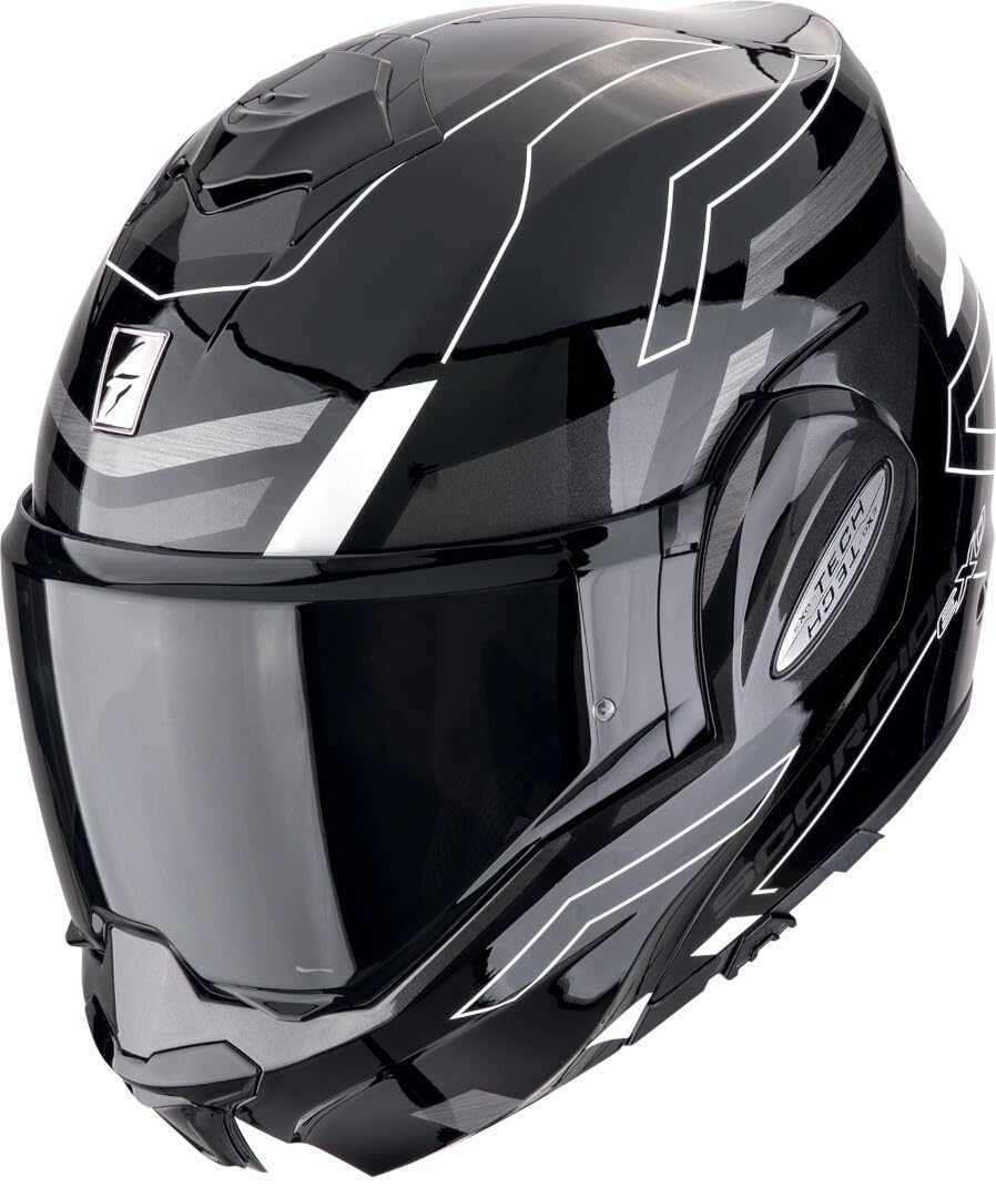 Scorpion EXO Tech Evo Conquer Casque, Noir/Blanc, M (57/58)