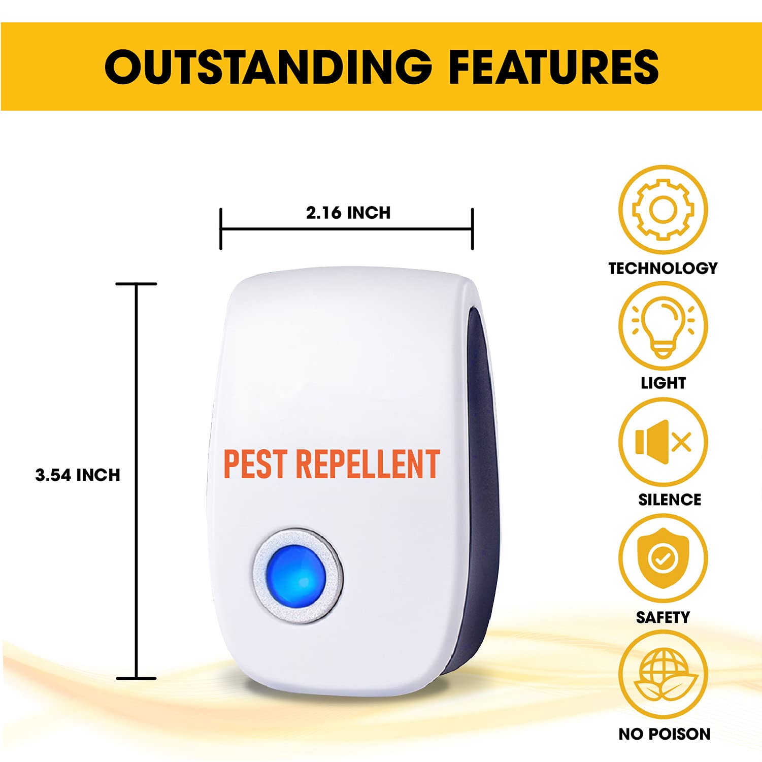 Lot de 6 répulsifs antiparasitaires à ultrasons à brancher - Répulsif anti-araignées - Répulsif anti-rongeurs d'intérieur à ultrasons - Répulsif anti-insectes à brancher - Répulsif anti-moustiques