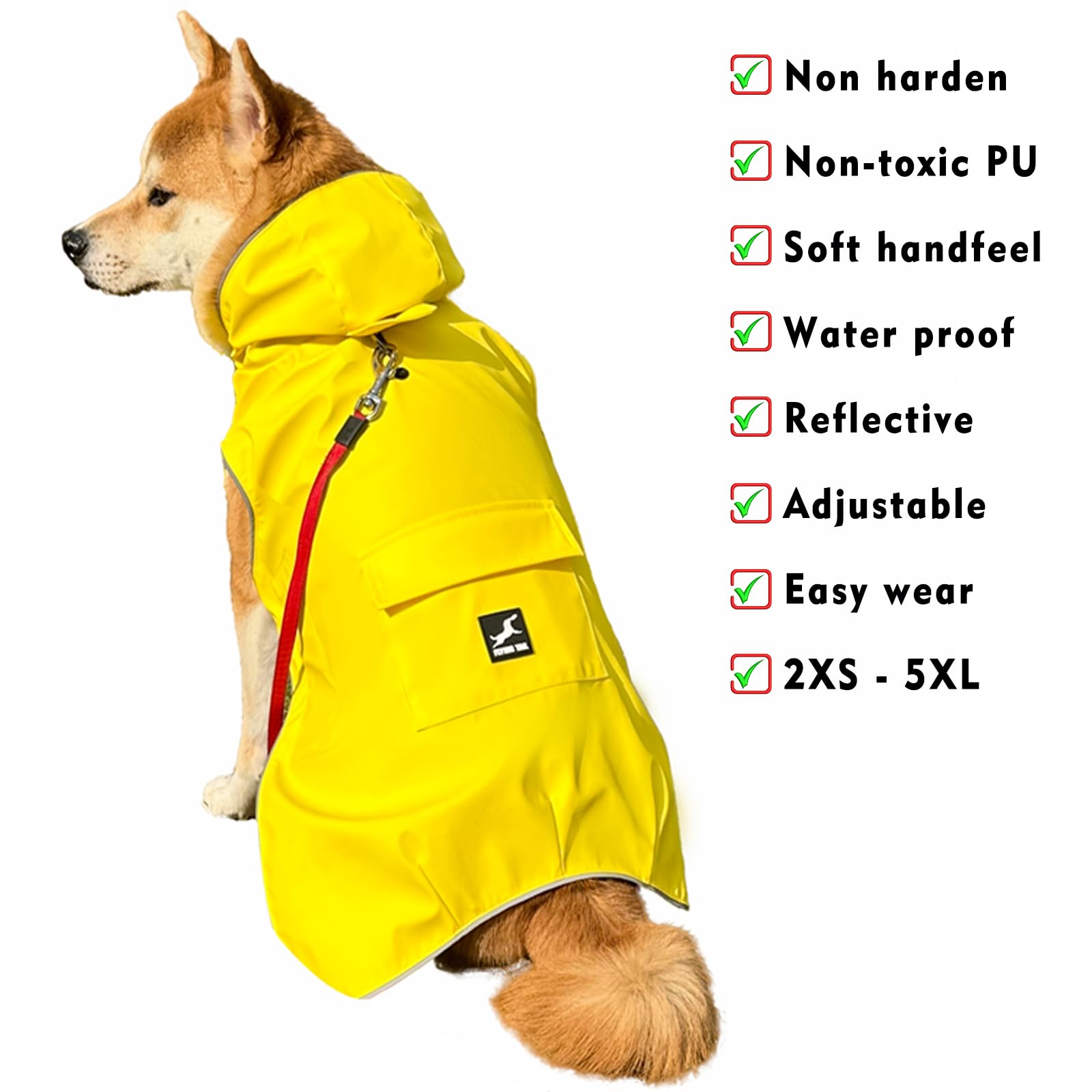 Not Stiffen Dog Raincoat Reflective, Adjustable, Easy Wear, from 2XSmall, 5XLarge Dogs - Image 3