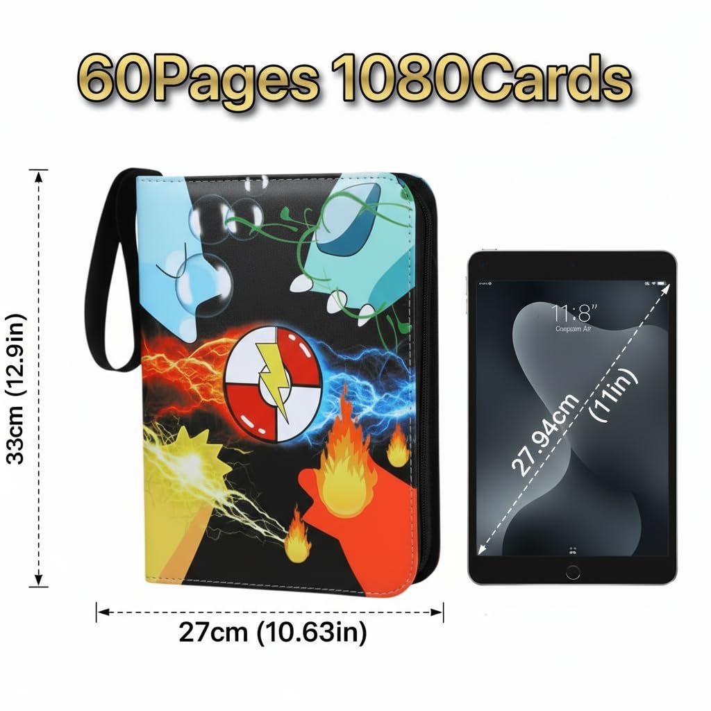 HYSINSE Album per cromos carte da collezione per giochi di carte collezionabilidi 480 buste da gioco,per TCG,regalo per ragazzi e ragazze,album toploader per pokemon tcg