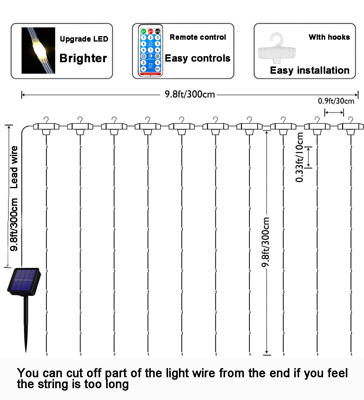 Joysing Solar Curtain Lights 3M x 3M Gazebo Lights with Remote Control - Image 2