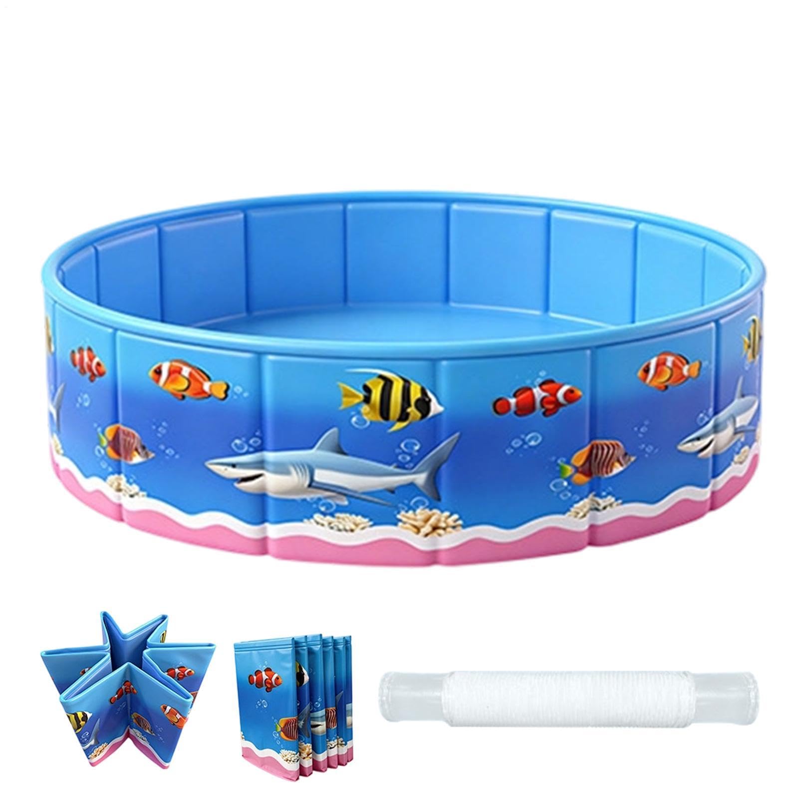 Foldable Swimming Pool - Round Rigid Design Pool - Foldable Swimming Pool Without Inflating Cartoon - Ideal for Patio, Garden, Summer, Water Games