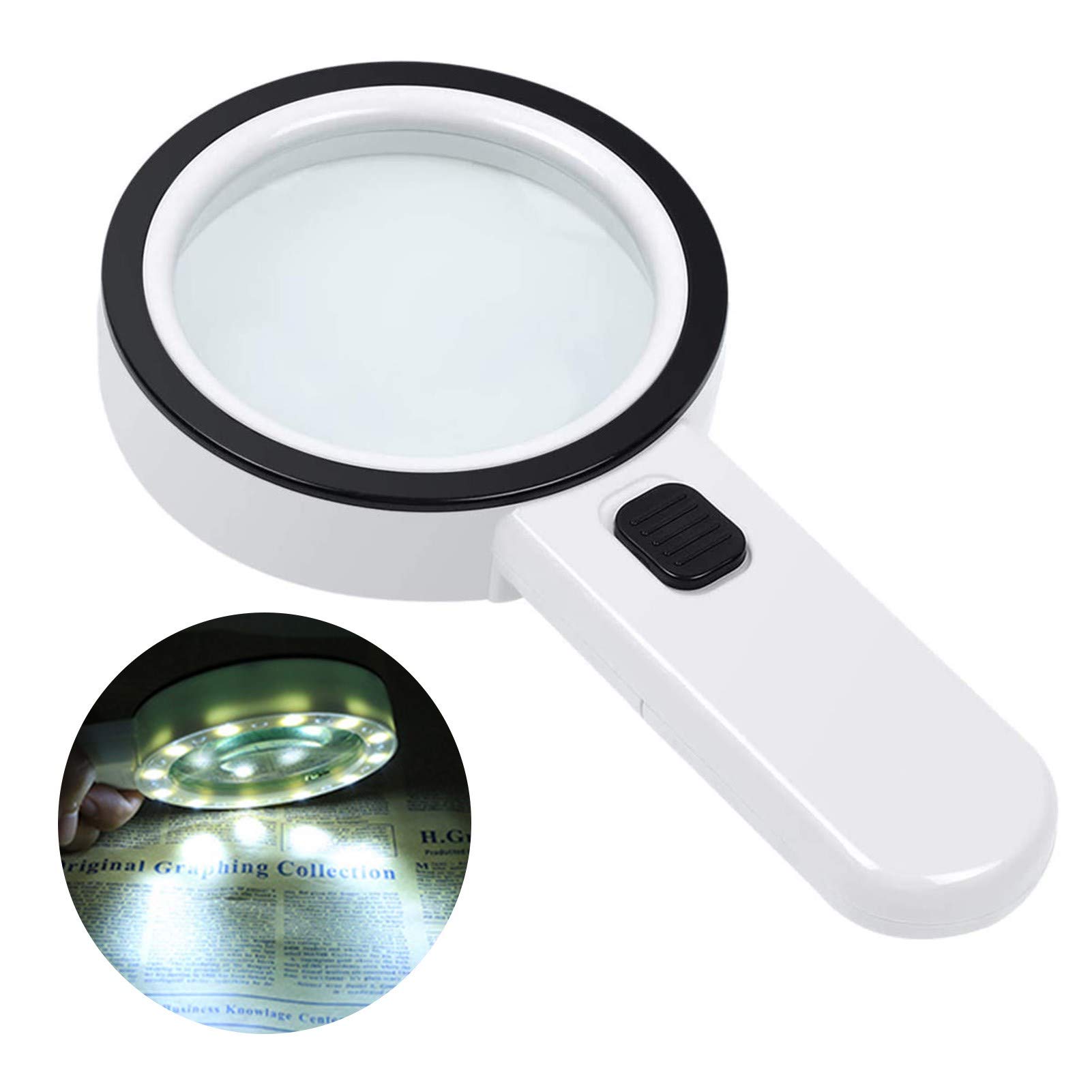 Buy Magnifying Glasses, 30x Handheld Large Magnifying Glass with 12 Led