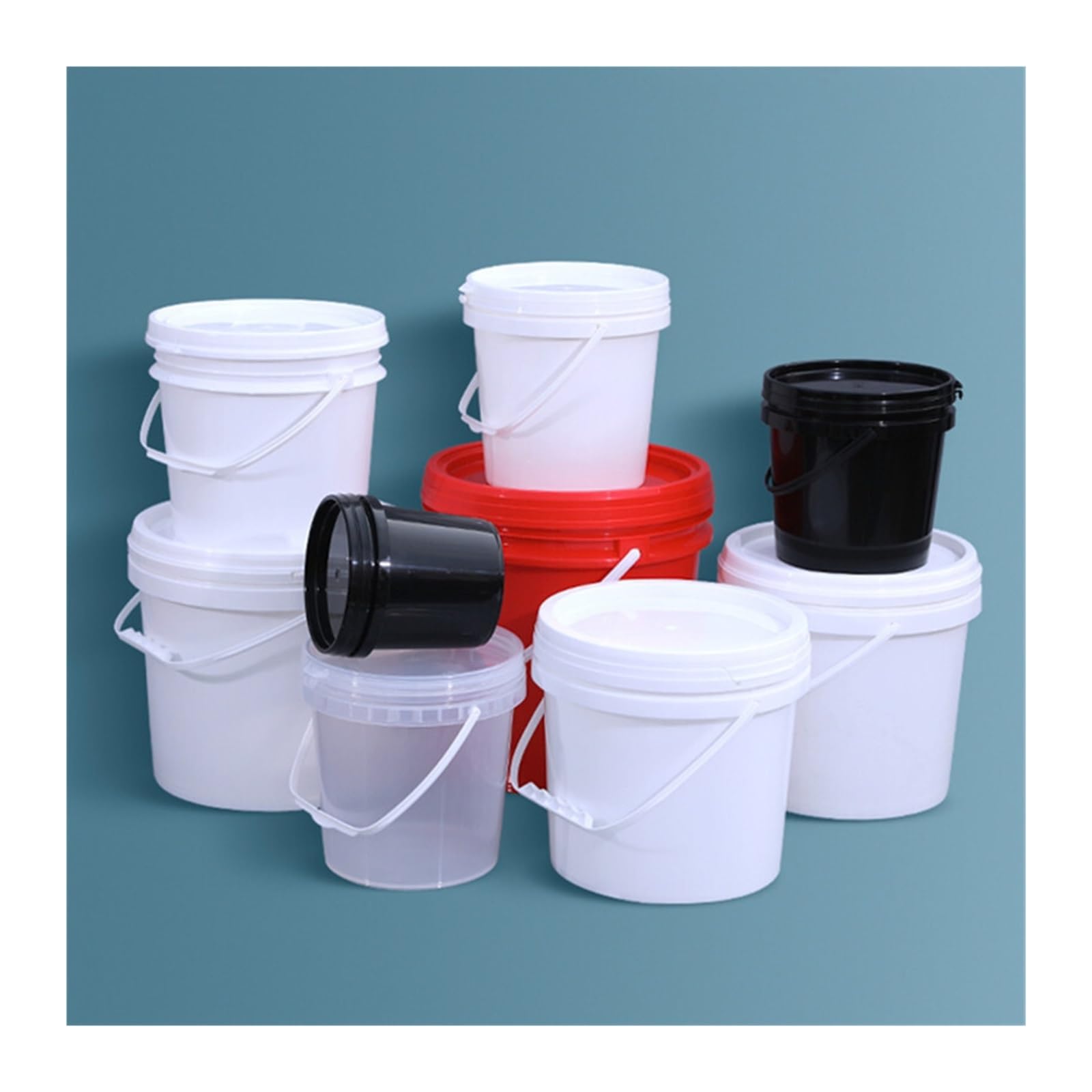 Cubos De Pintura De Plástico Cubo de plástico de 2 Piezas con asa y Tapa. | Contenedor de almacenamiento redondo hermético vacío de 5 litros(Clear)