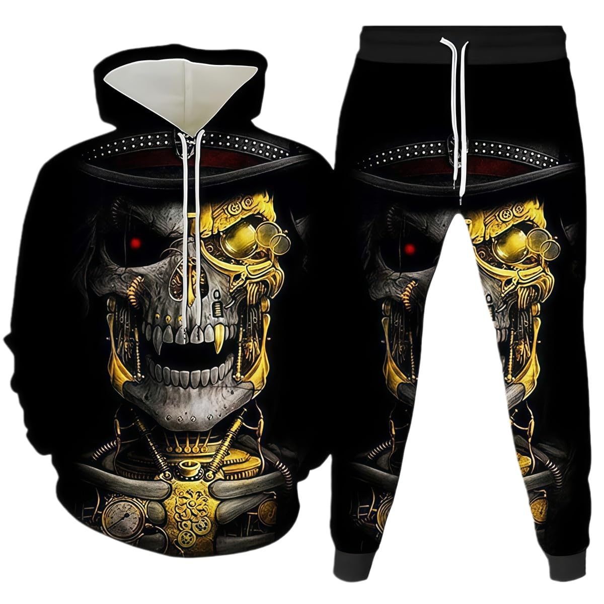 Męska bluza szkielet demon 3D druk cyfrowy pary dwuczęściowy zestaw z kapturem (S/B-18)