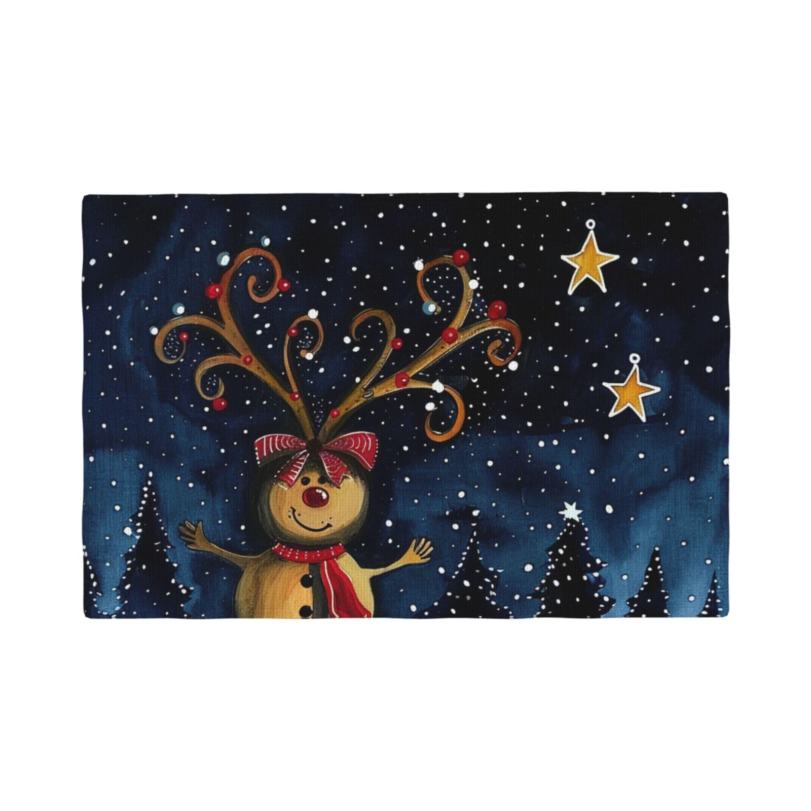 Starry christmas Print Placemats Set, Heat Resistant Washable Placemat 12x18in Table Mats for Party Kitchen Dining Table Decoration Indoor Outdoor, Six Piece