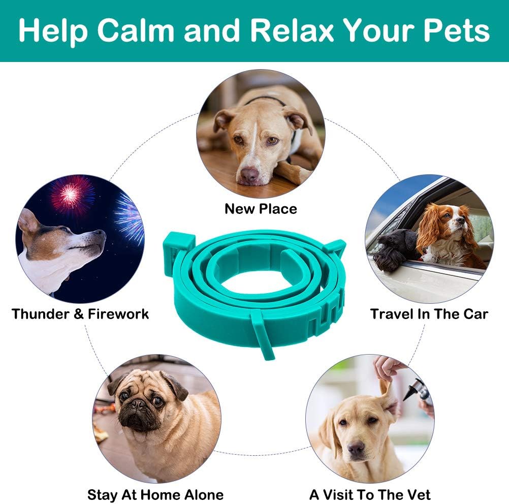 BINGPET Calming Collar for Dogs & Cats 2 Pack - 60 Days Effective Reduce Anxiety Waterproof Natural Pheromone Collar for Small Medium Large Dog Breed, Adjustable Up to 24.5 Inches
