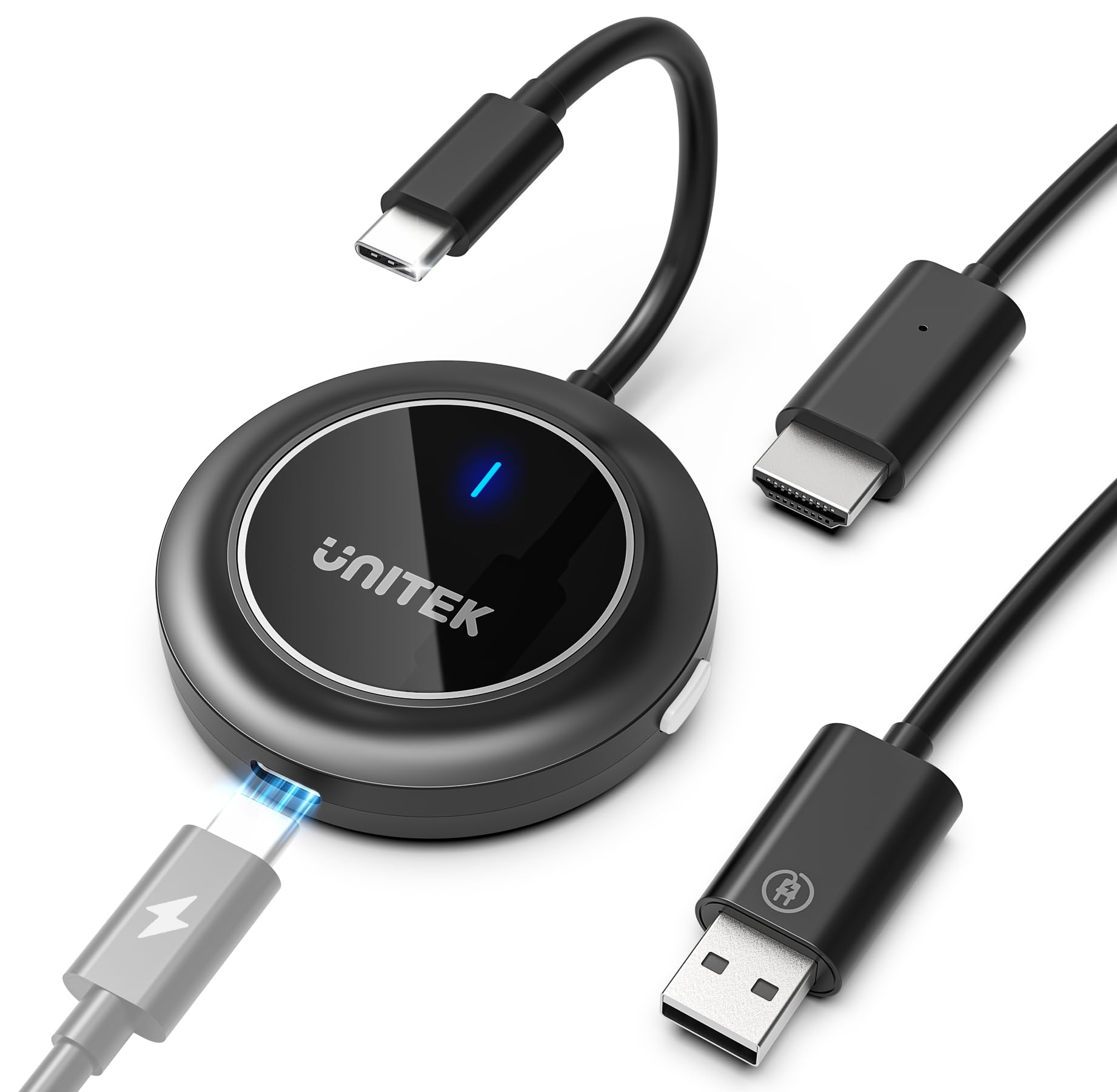 Photo 1 of Unitek Wireless HDMI Display Dongle Adapter with PD3.0 100W Charging Port- Portable USB C Wireless Mirroring Transmitter Stream Video to Monitor Projector for TV Phone Laptop iOS Android Windows