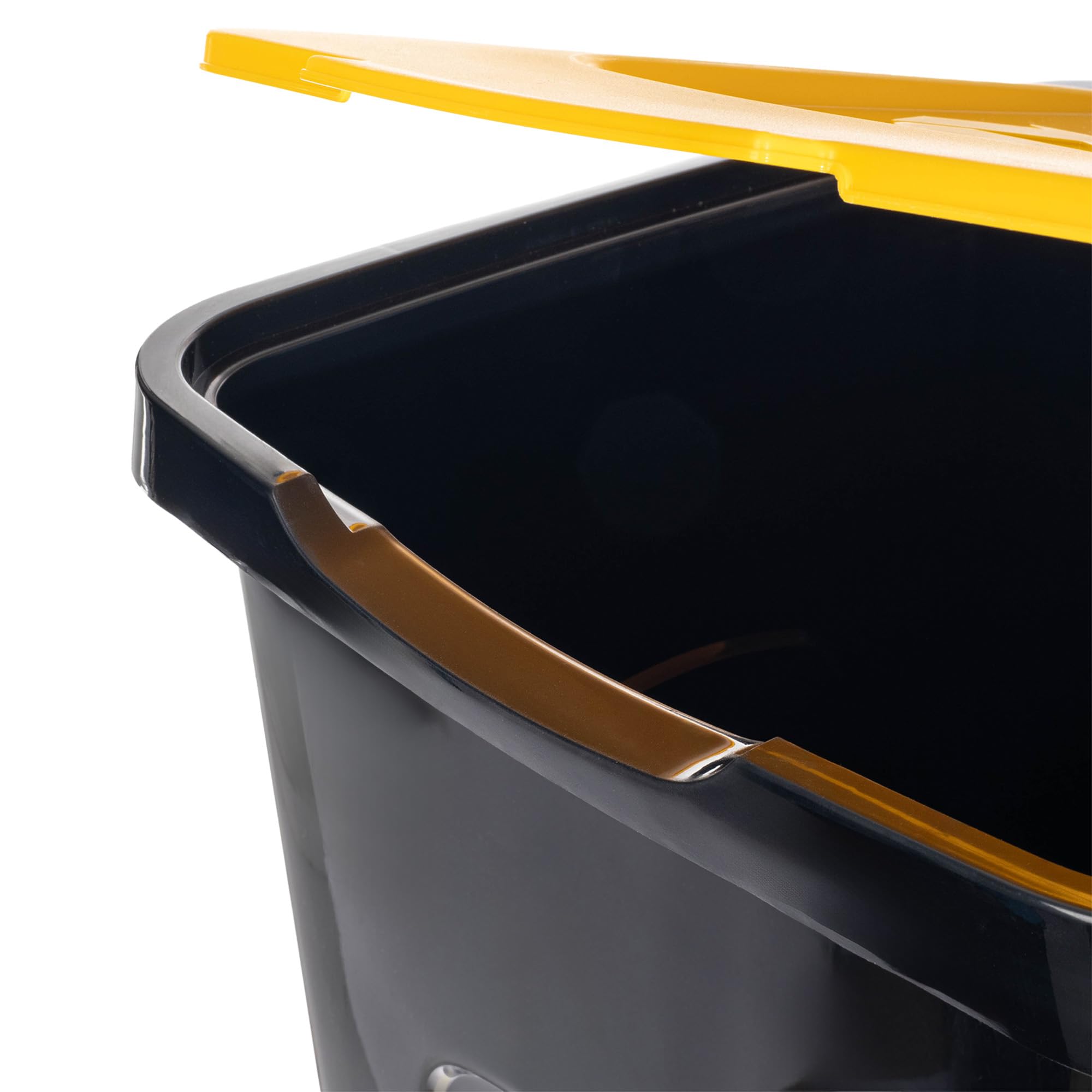 KADAX Cubo de basura grande, rectangular, de poliuretano, para separar vidrio, plástico y residuos orgánicos, 50 litros, amarillo