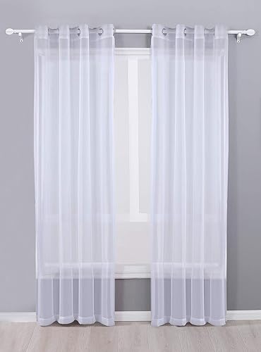 Miniatura 7 de 2 paneles de cortina de gasa transparente con ojales en la parte superior (54 x 95 pulgadas, naranja)