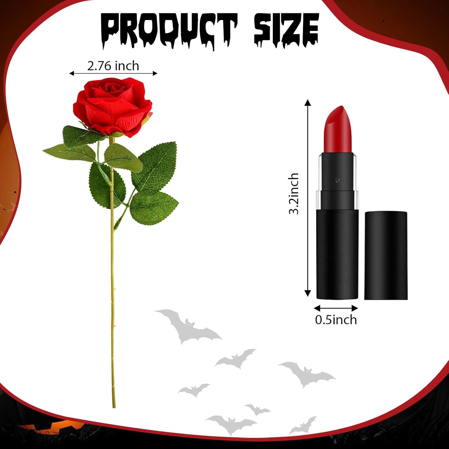 4 Pcs Halloween Costumes for Women Include Vintage Gothic Long Sleeve Dress Straight Wig Red Rose - Image 3