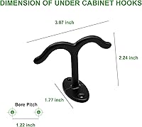 Vista 2 de 10 Pcs Zinc Alloy Ceiling Double Hook Cabinet Wardrobe Coat Towel Hat Hook Hooks Under Cabinet Shelf (Black)
