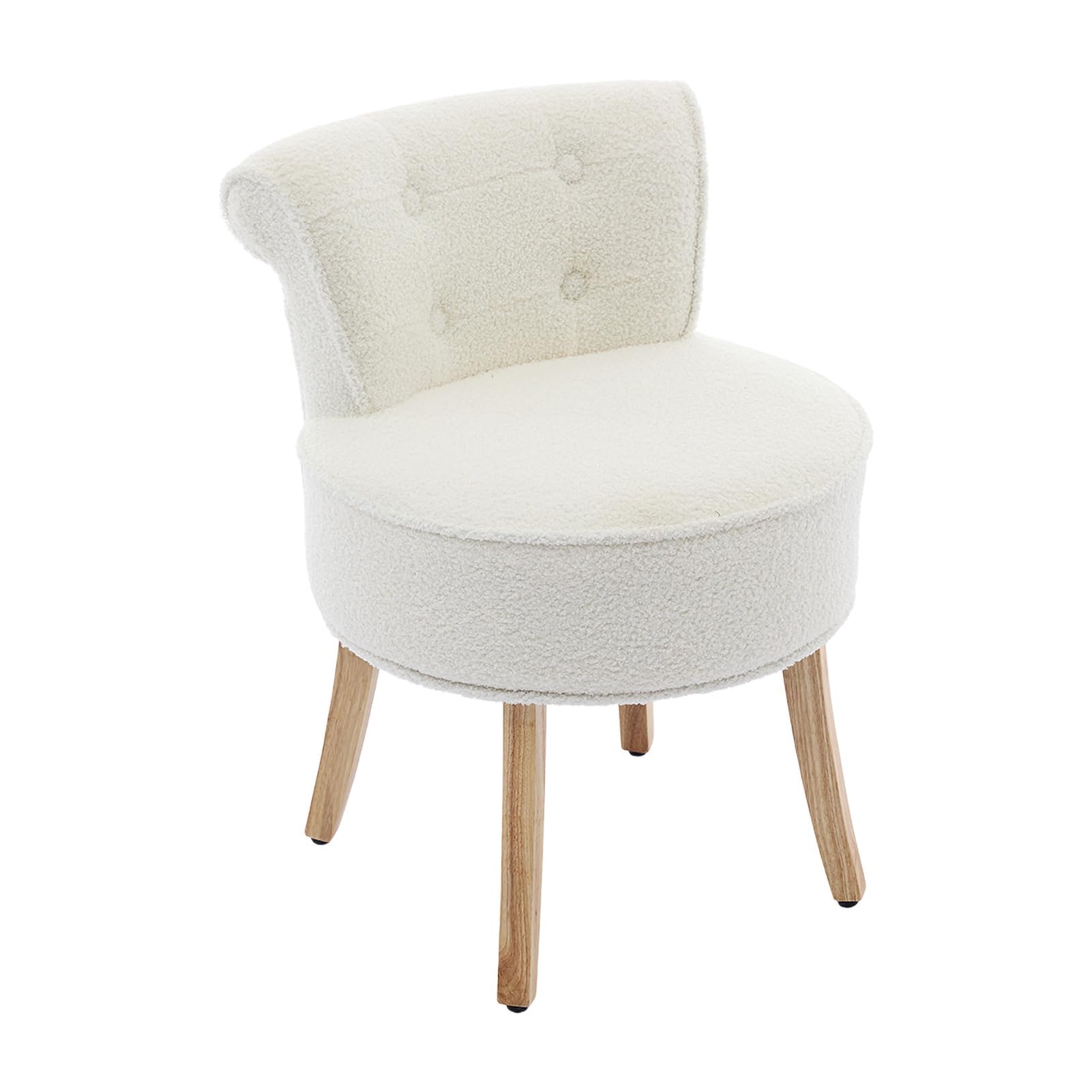 Warmiehomy Dressing Table Stool with Back and Wooden Legs, White & Natural โ image 1