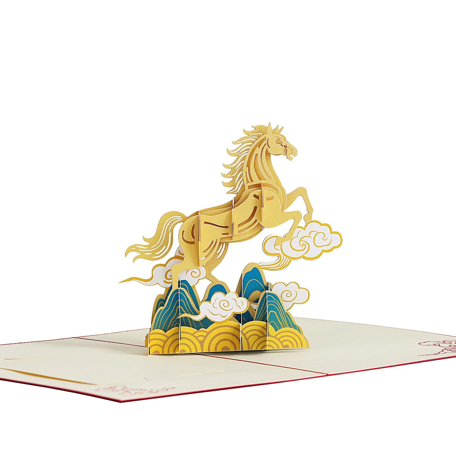 Carte de vœux contemporaine en papier cartonné avec cheval, occasion mémorable, cadeau de festival de printemps, carte de vœux pour l'année du cheval