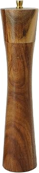 Wooden Pepper Grinder, Pepper Mill with Adjustable Coarseness, Acacia Wood Refillable Salt and Pepper Shaker Manual Grinder 10 Inch