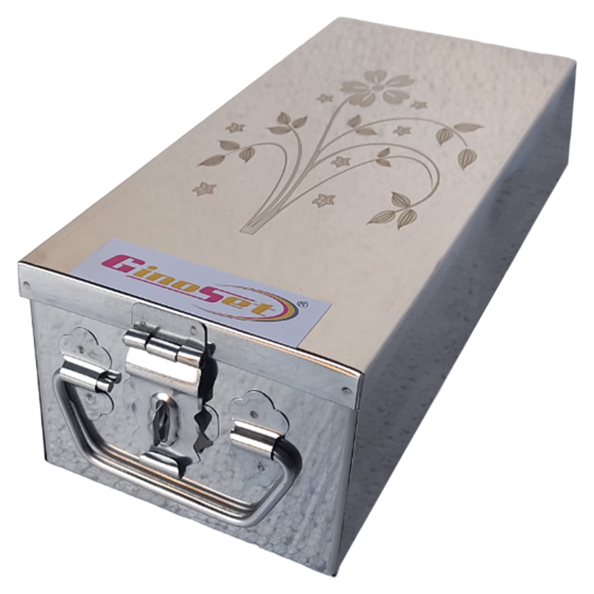 GinoSet® Stainless Steel Locker Boxes Jewellery Boxes Cash Peti Size - 10 Inch With Laser Printed Design (Steel) (B09NWBDWVB) Amazon Price History, Amazon Price Tracker