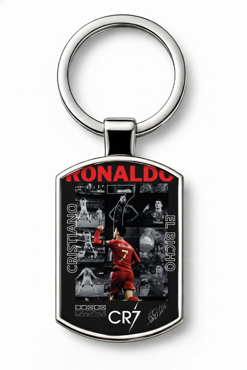 Cristiano Ronaldo CR7 Metal Keychain with Double Side Printed Design | Football Fan Key Ring for Car Bike Bag Backpack | Durable Metal Gift for Boys Men Girls-picture-43